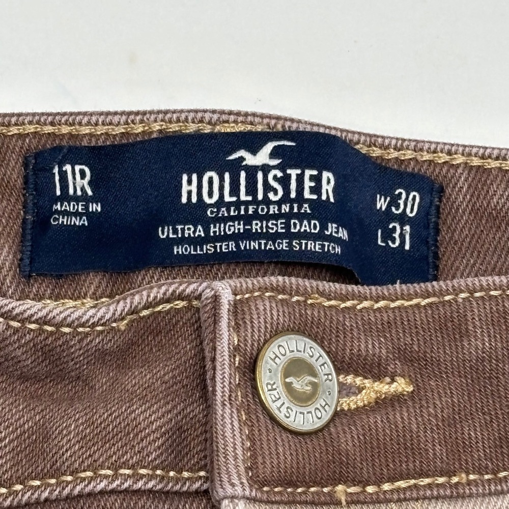 Hollister Women's 29x29 Patchwork Dad Jeans Ultra High Rise Straight Leg Brown - Picture 6 of 7